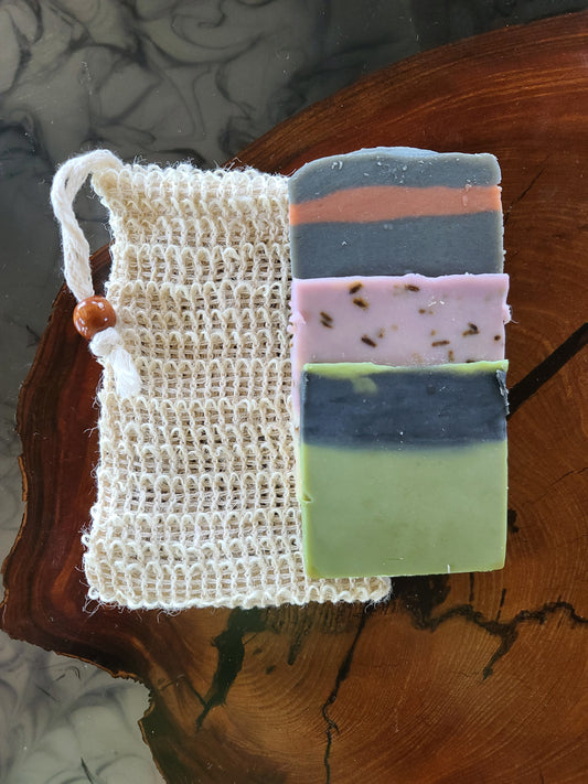 Sisal Hand Woven Soap Bag with Soaps Included